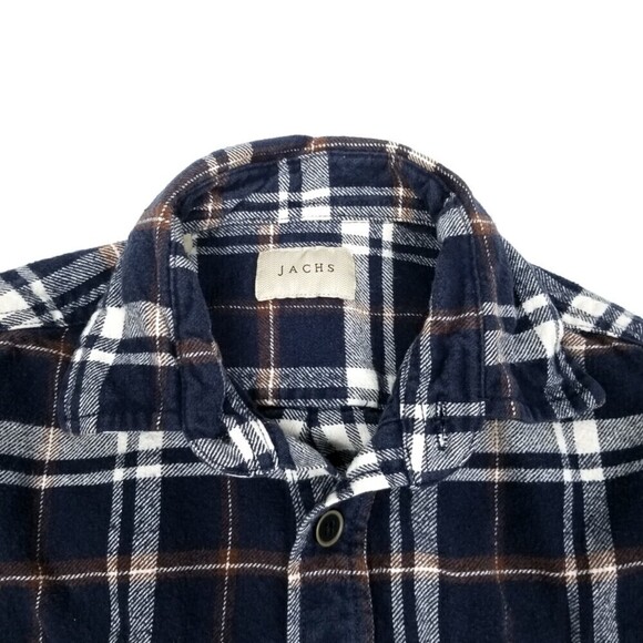 JACHS NY Blue Brawny Plaid Cotton Flannel Shirt Wester Button Down Casual Small - Picture 3 of 9